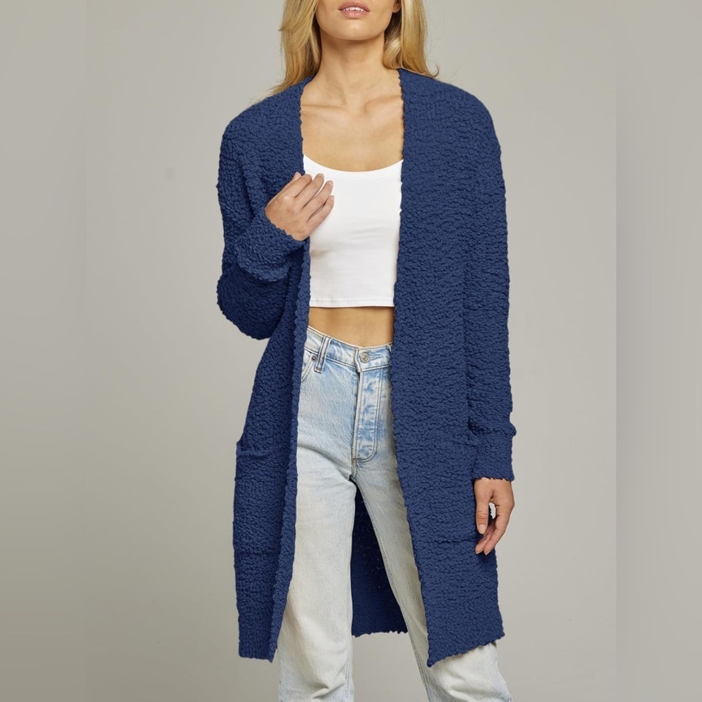 EUC MEROKEETY Women's Long Sleeve Soft Chunky Knit Sweater Open Front Cardigan - Picture 2 of 7